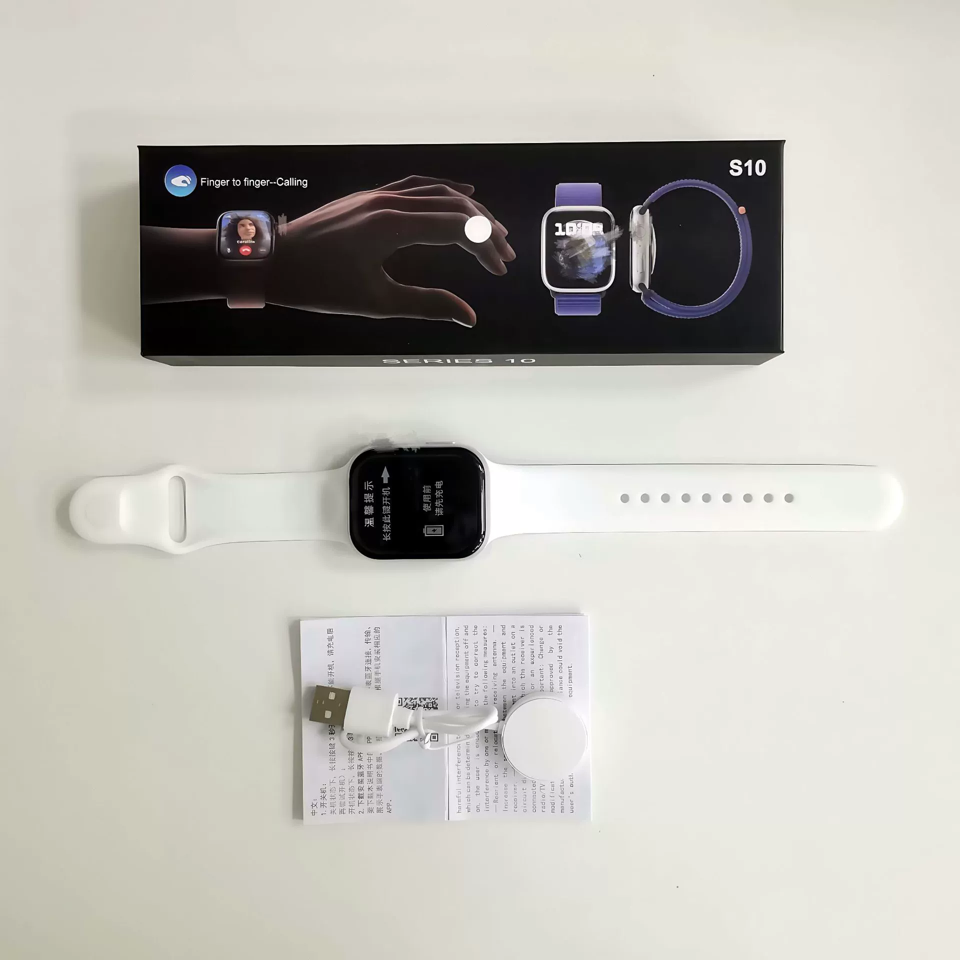 Умные часы S10, Bluetooth, мужские и женские, браслет-стиль, силиконовый ремешок (черный, белый, фуксия)
