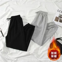 纯色哈伦卫裤秋冬新款休闲束脚哈伦裤显瘦百搭加绒加厚黑色运动裤
