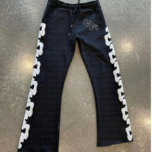 跨境2025新款流行阔腿裤白色蝴蝶结印花系列青少年批发休闲裤