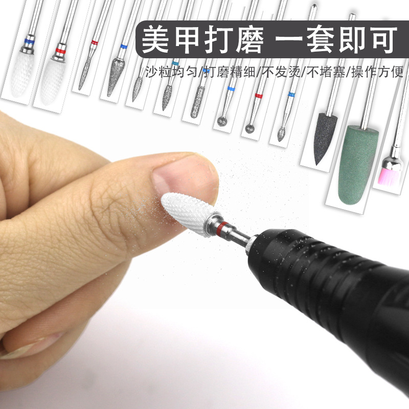 Venta directa de fábrica transfronteriza Cabeza de pulido de diamante de uñas Cabeza de pulido Manicura Exfoliante de piel Juego de herramientas de pulido de uñas