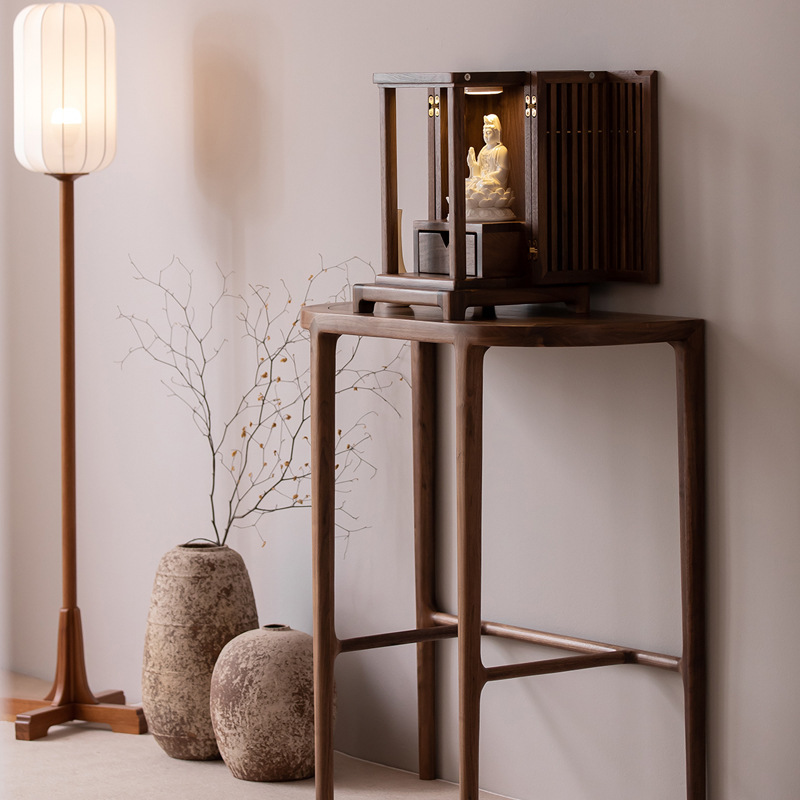 Black Walnut Wood Buddhist Shrine Modern Light Luxury Worship Table Buddha Table Home Bodhisattva Worship Table New Chinese Style Vertical Cabinet Guanyin Worship Table