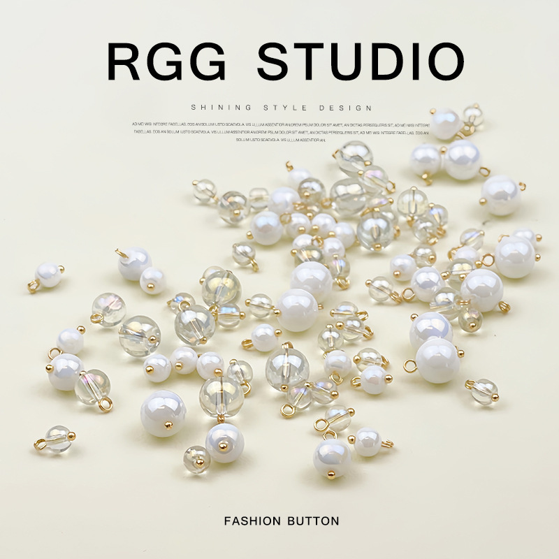 Round bead button transparent white Aurora colored glass crystal button cheongsam Hanfu vest shirt small button