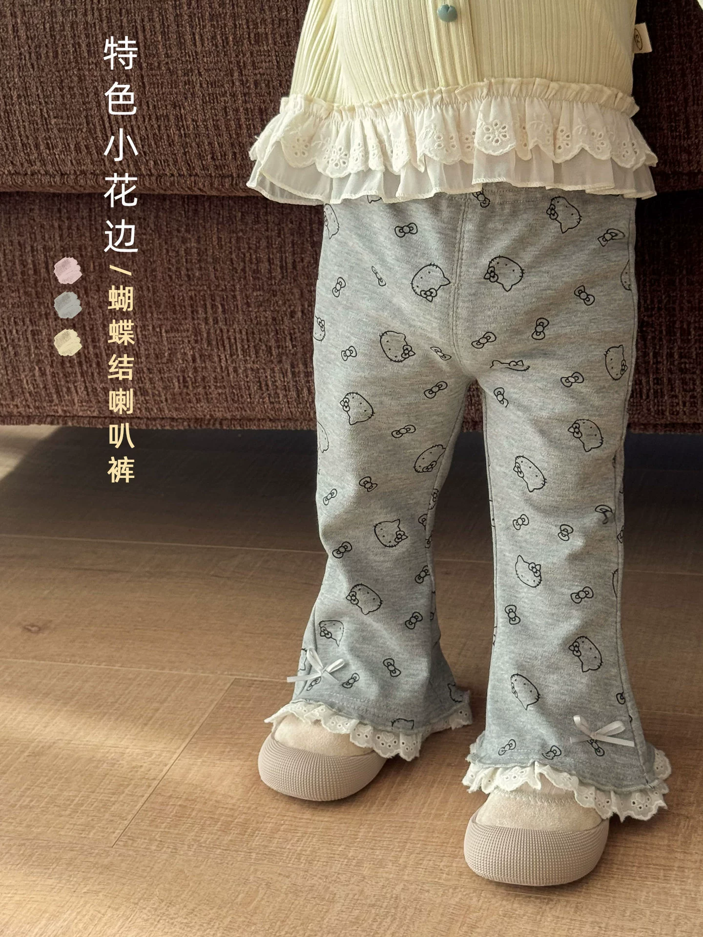 Летние расклешенные брюки, мультяшные детские legging, корейский стиль, кот