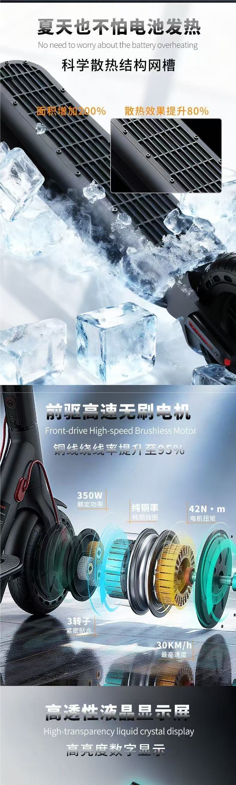 Electric scooter, foldable electric vehicle, easy to ride, lightweight two-wheeled transportation for adults, portable and compact, suitable for commuting