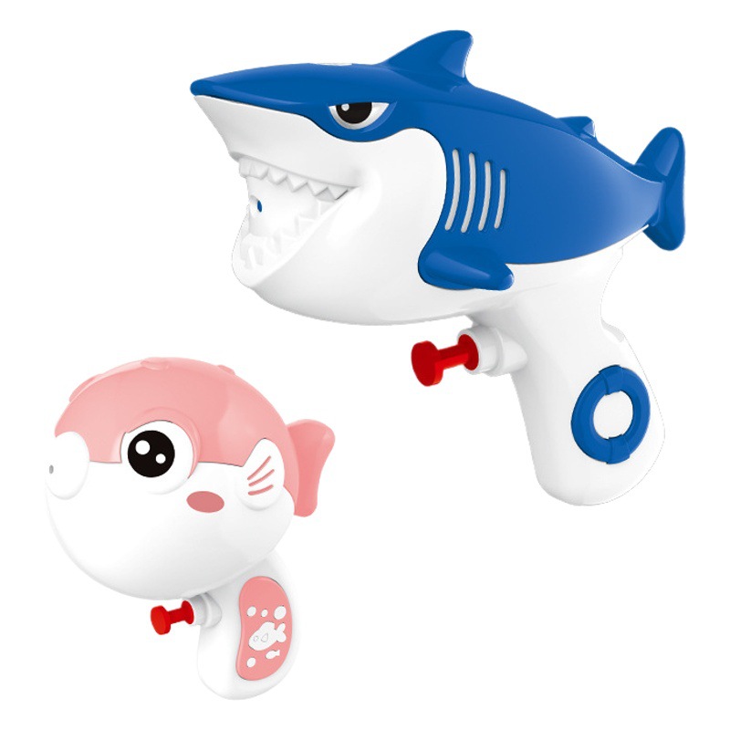 Juguete de pistola de agua pequeña transfronteriza tiburón dinosaurio playa de verano para niños juego de agua pistola de agua tipo empuje juguete de juego de agua al aire libre