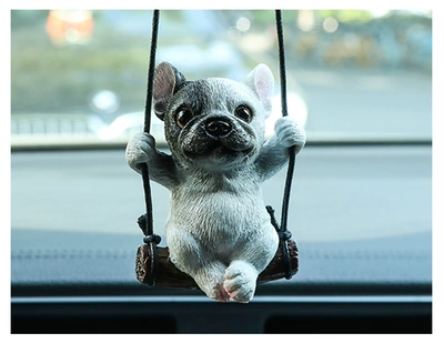Bulldog car pendant rearview Car hanging - french-dou-white