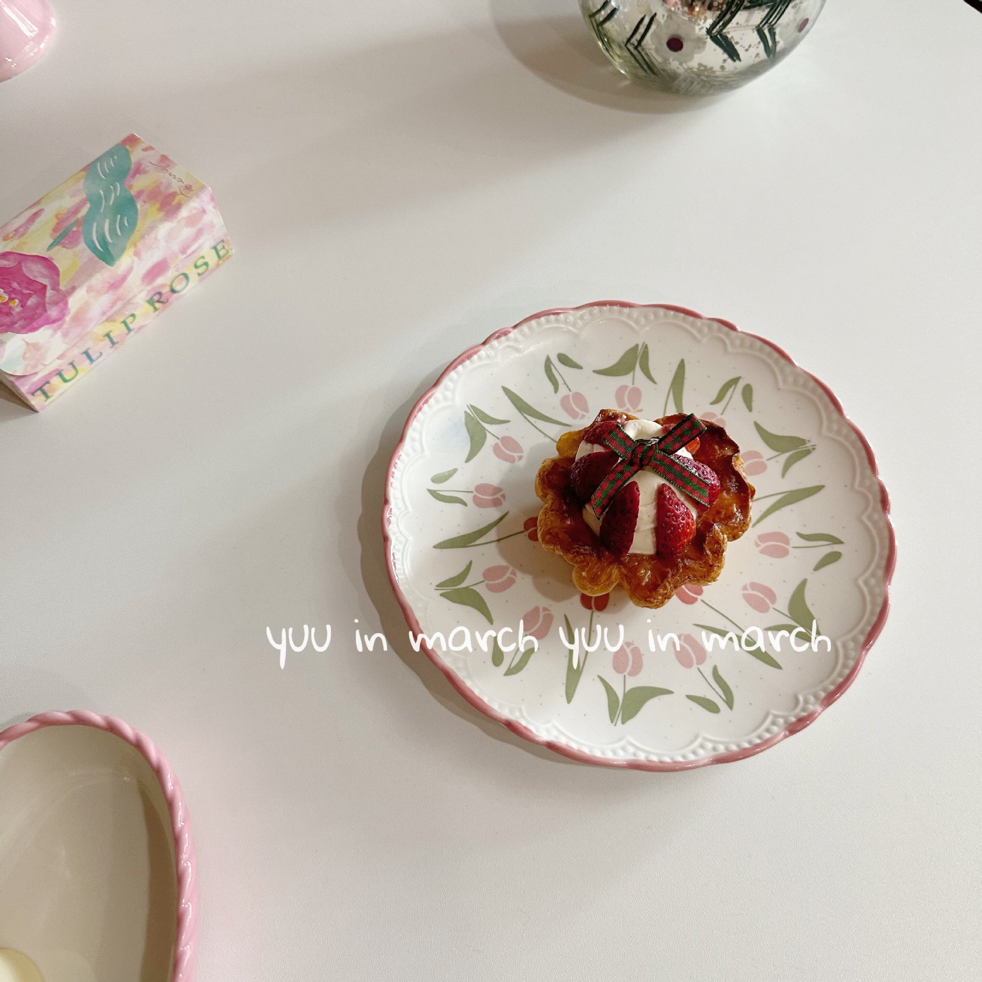 핑크 튤립 디너 플레이트 8inch