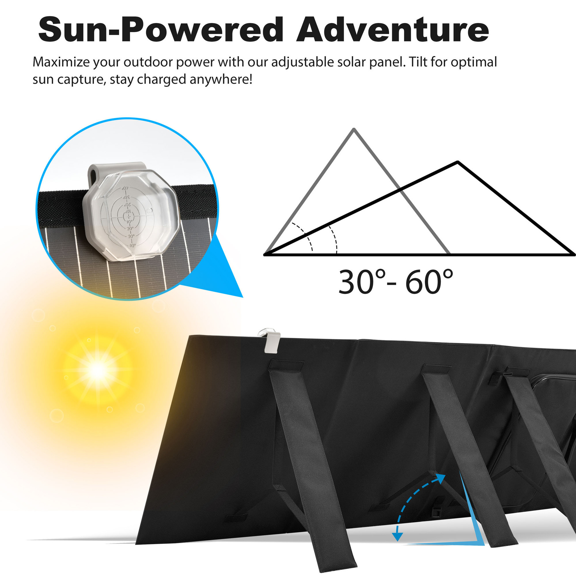 Солнечная панель Linksun 120W черная с подставкой
