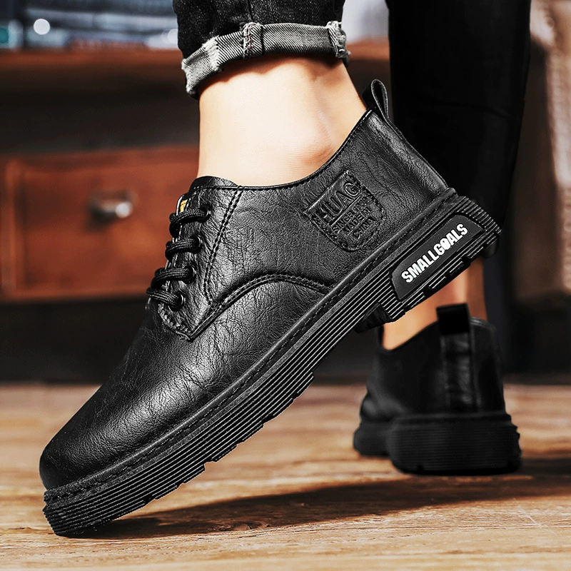 Мужские кожаные туфли 2024 весна новая одежда в британском стиле повседневная деловая маленькая кожаная обувь ретро низкая голова Мартин