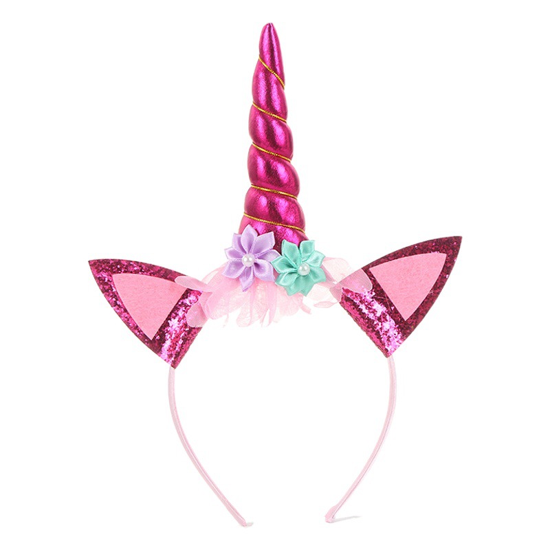 Divertido unicornio diadema ins viento banda oído lindo diadema sueño arco iris solo cuerno horquilla tocado al por mayor