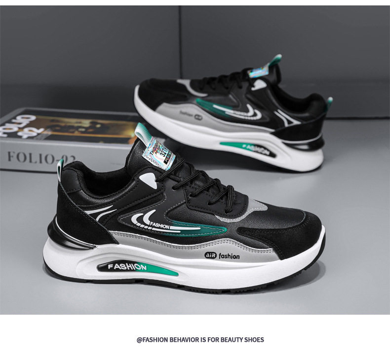 Giày thể thao nam da PU chống nước kiểu sneaker đế mềm chống trơn trượt — D291 màu trắng, D291 màu xám, D291 màu đen chi tiết 20