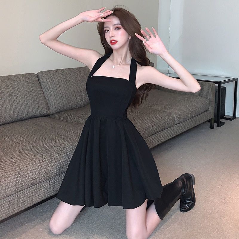 New Style Pure Desire Spicy Girl Halter Neck Dress with Lining, Summer Slim-Fit Waist-Cinching A-Line Short Dress for Women New Style Pure Desire Spicy Girl Halter Neck Dress with Lining, Summer Slim-Fit Waist-Cinching A-Line Short Dress for Women