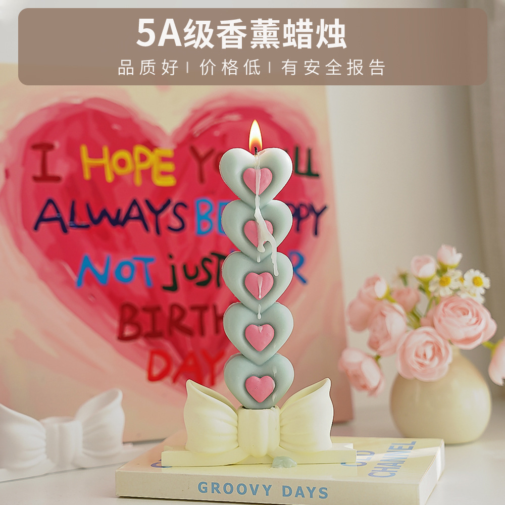 Vela de amor de poste largo Regalos de nicho de cumpleaños hechos a mano Regalos creativos transfronterizos Adornos de fragancias Vela de aromaterapia personalizada