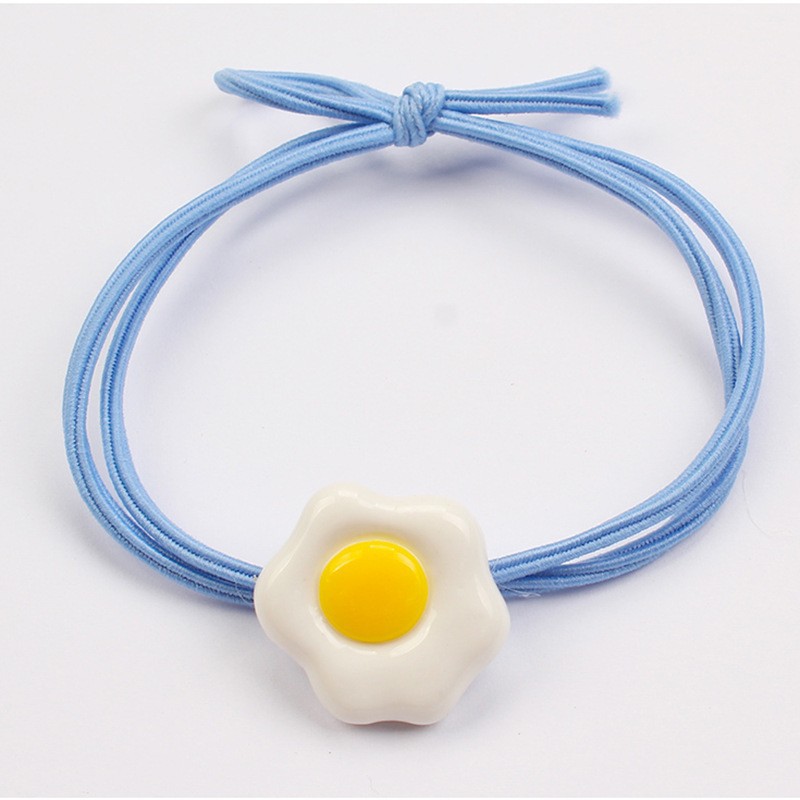 Blue poached egg hair rope