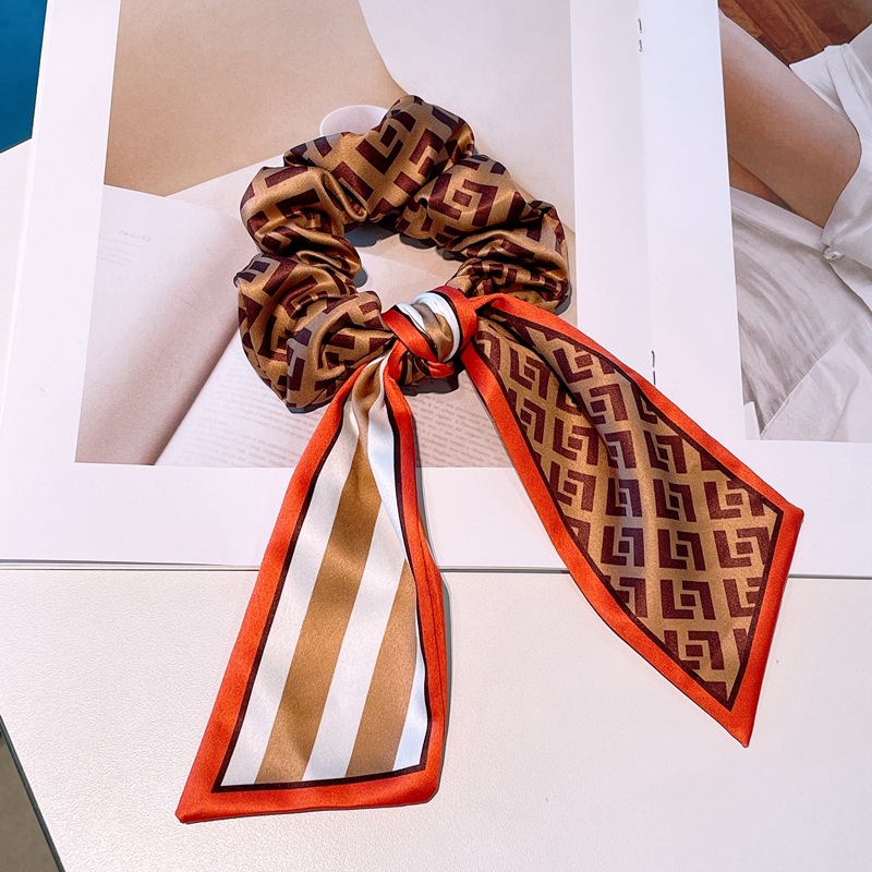 Fashion New Letter Printing Double-sided Striped Bow Ribbon Hair Scrunchies display picture 1