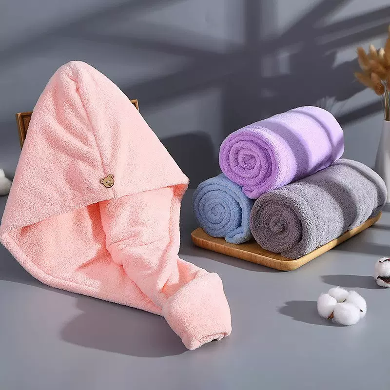 加厚速干珊瑚绒干发帽浴帽包头毛巾洗头巾浴帽浴帽女干发巾厂批发