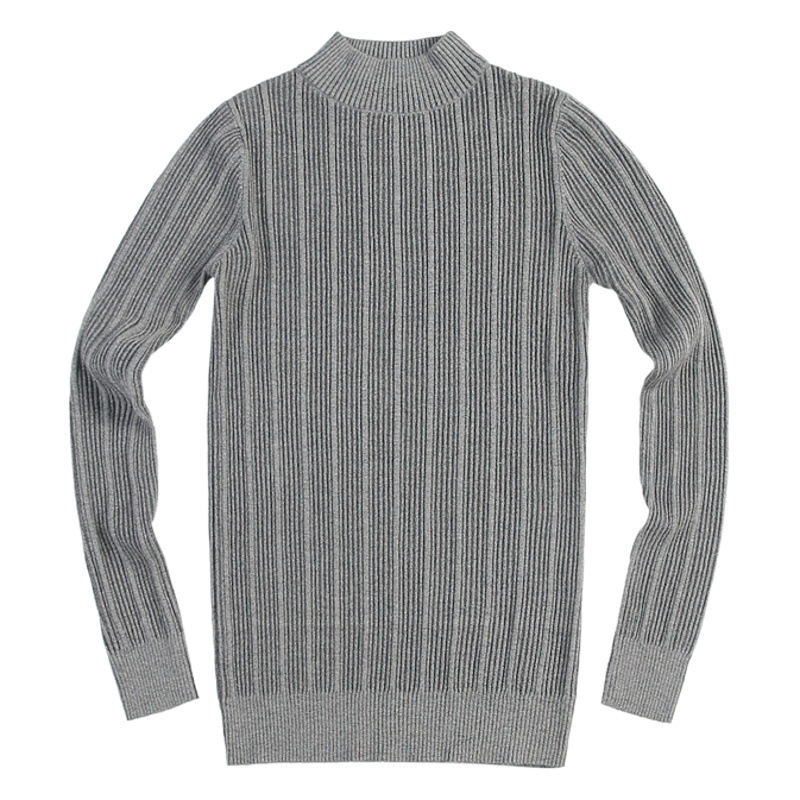 En stock de otoño e invierno de los hombres Nuevo medio cuello alto stretch textura suéter Delgado Coreano a rayas pullover bottoming suéter