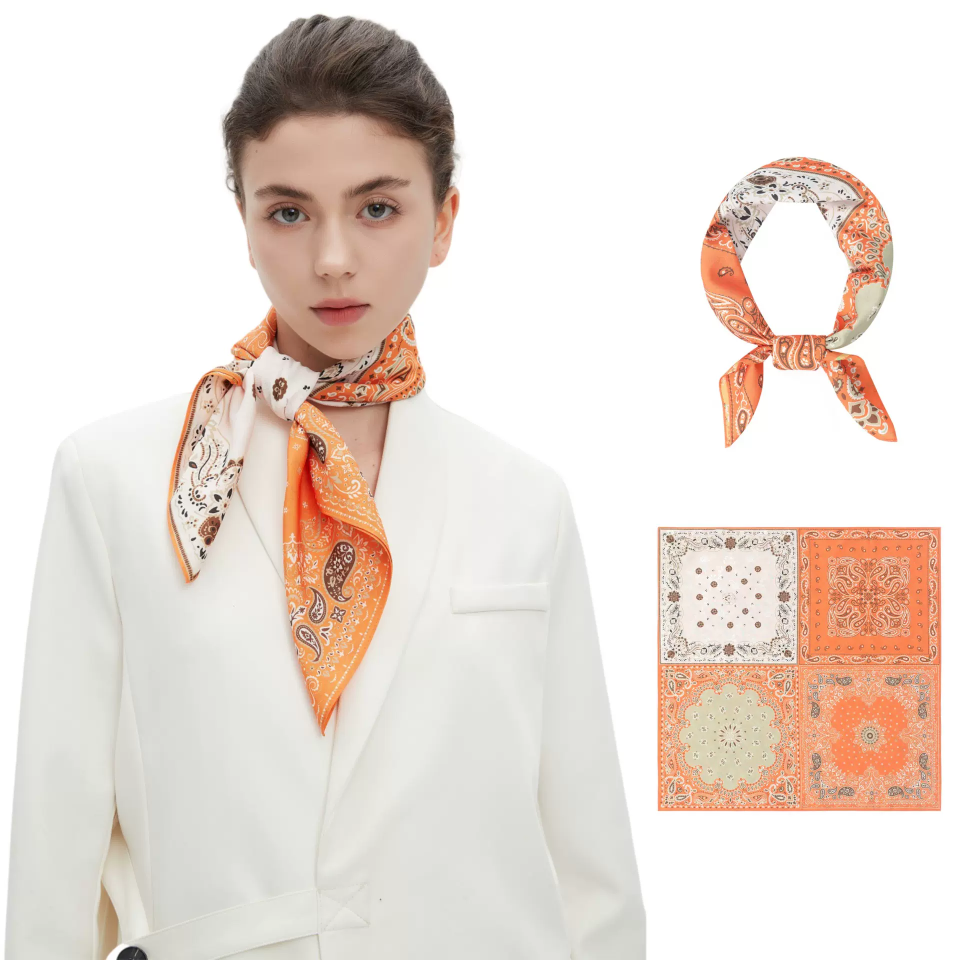 亚马逊中高优品外贸春夏秋季薄款包头抗皱抗静电双面印花丝巾方巾