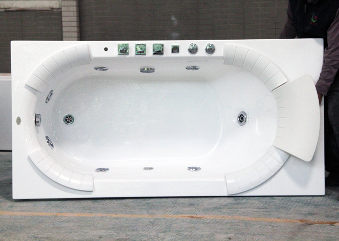 Acrílico incrustado bañera hogar bañera adulto blanco doble almohada rectangular surf cilindro 1800*900mm