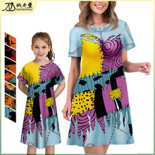 万圣节亲子装电影cos服连衣裙新款夏季女装南瓜搞怪数码印花裙子