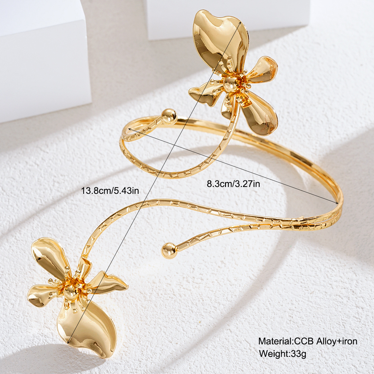 Han Zhi Shang cruzado Europa y América venta caliente bohemia flores de metal goteo flores abiertas joyerías brazaletes mujeres image 3