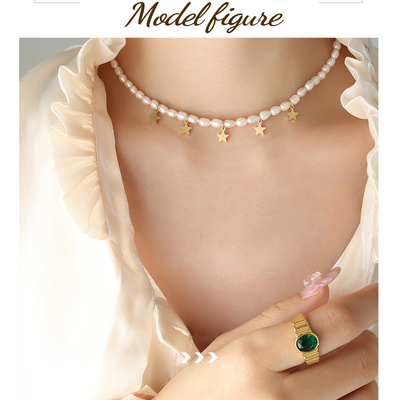 Baroque Style Star Titanium Steel Necklace Beaded Stainless Steel Necklaces