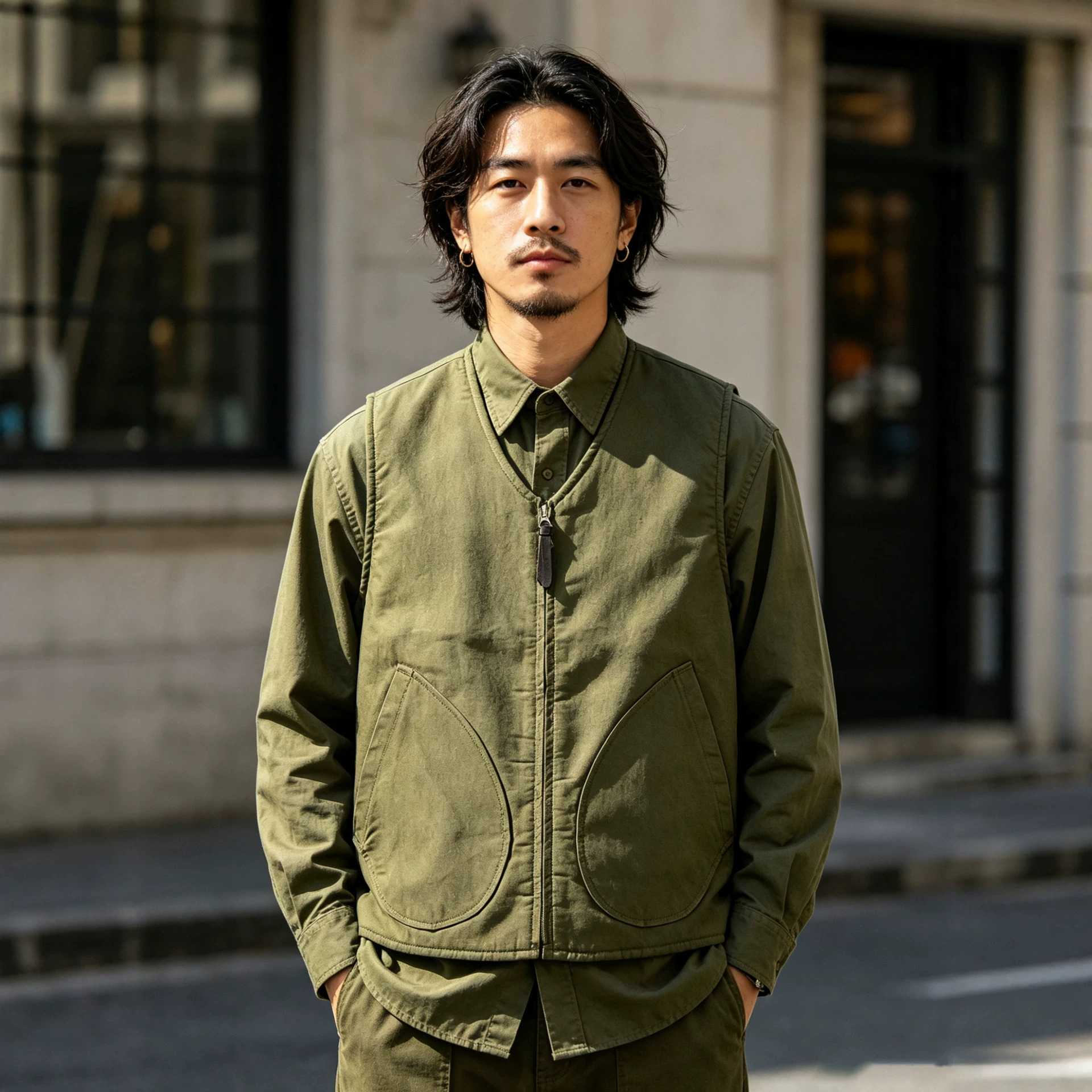 OKONKWO uniforme militar Marina DE LA Segunda Guerra Mundial Chaleco de lana de cordero forrado de lana engrosada Chaleco de los hombres ameikaji