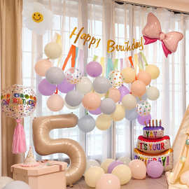 网红周岁生日气球场景布置装饰品儿童宝宝男孩女孩快乐派对背路师