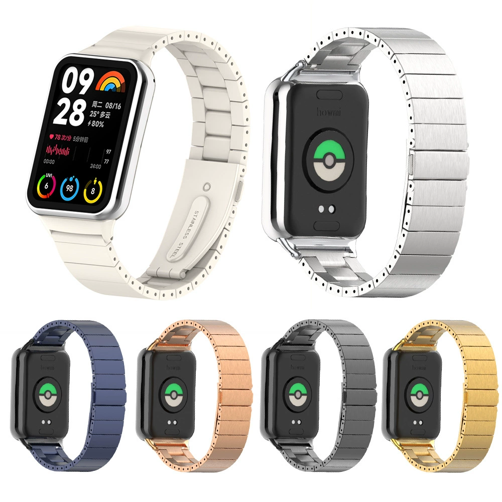 Металлический одношаровой ремешок из нержавеющей стали для Xiaomi Mi Band 9 Pro/8 Pro, совместим с Redmi Watch 4/5