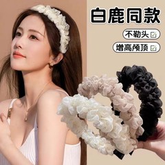 2024年新款雪紡褶皺夏天發箍女高顱頂網紅頭箍洗臉百搭外出髮飾