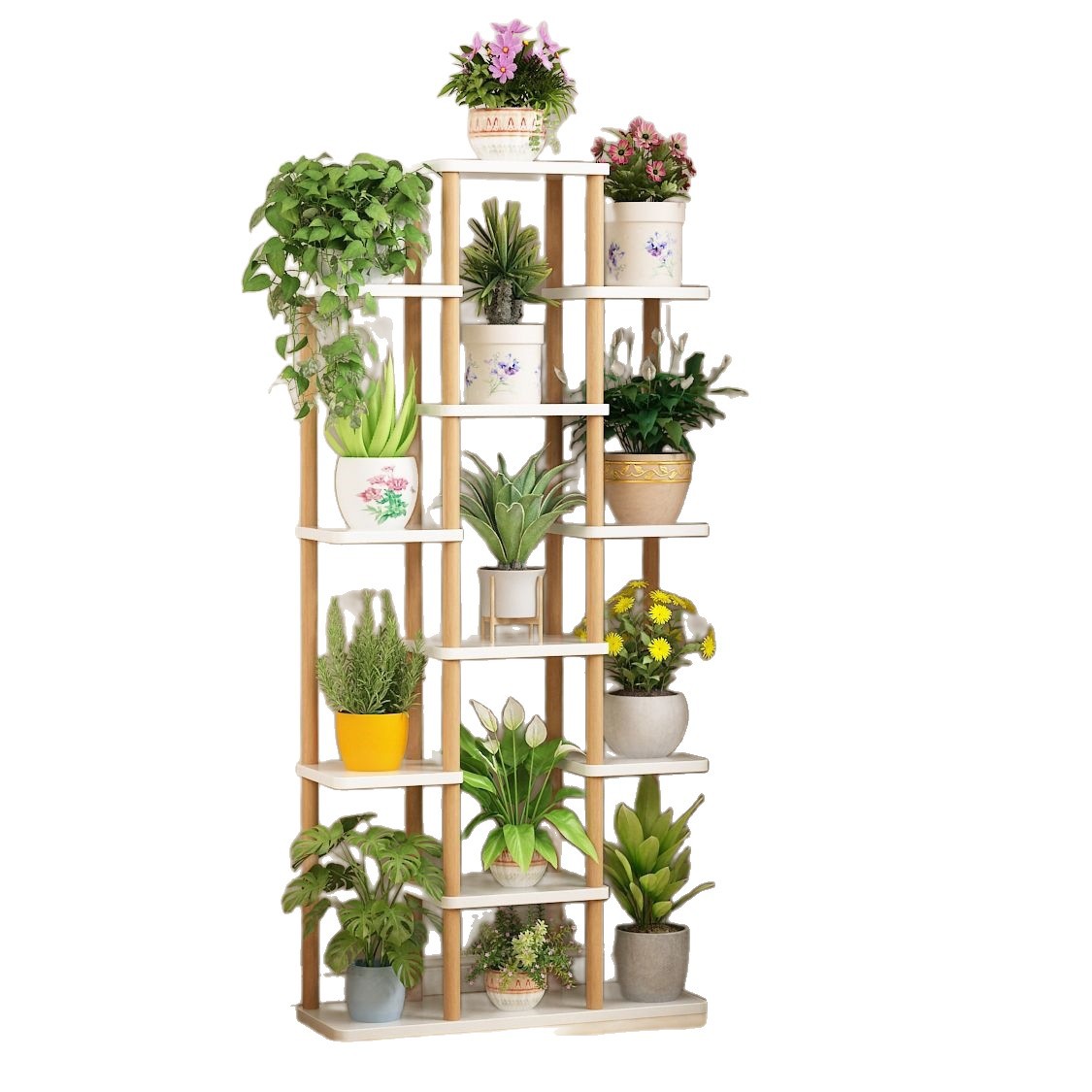 Estantes de flores de madera de varias capas estantes de objetos de la Sala de estar tipo suelo maceta verde interior balcón maceta plantas colocadas estantes de maceta