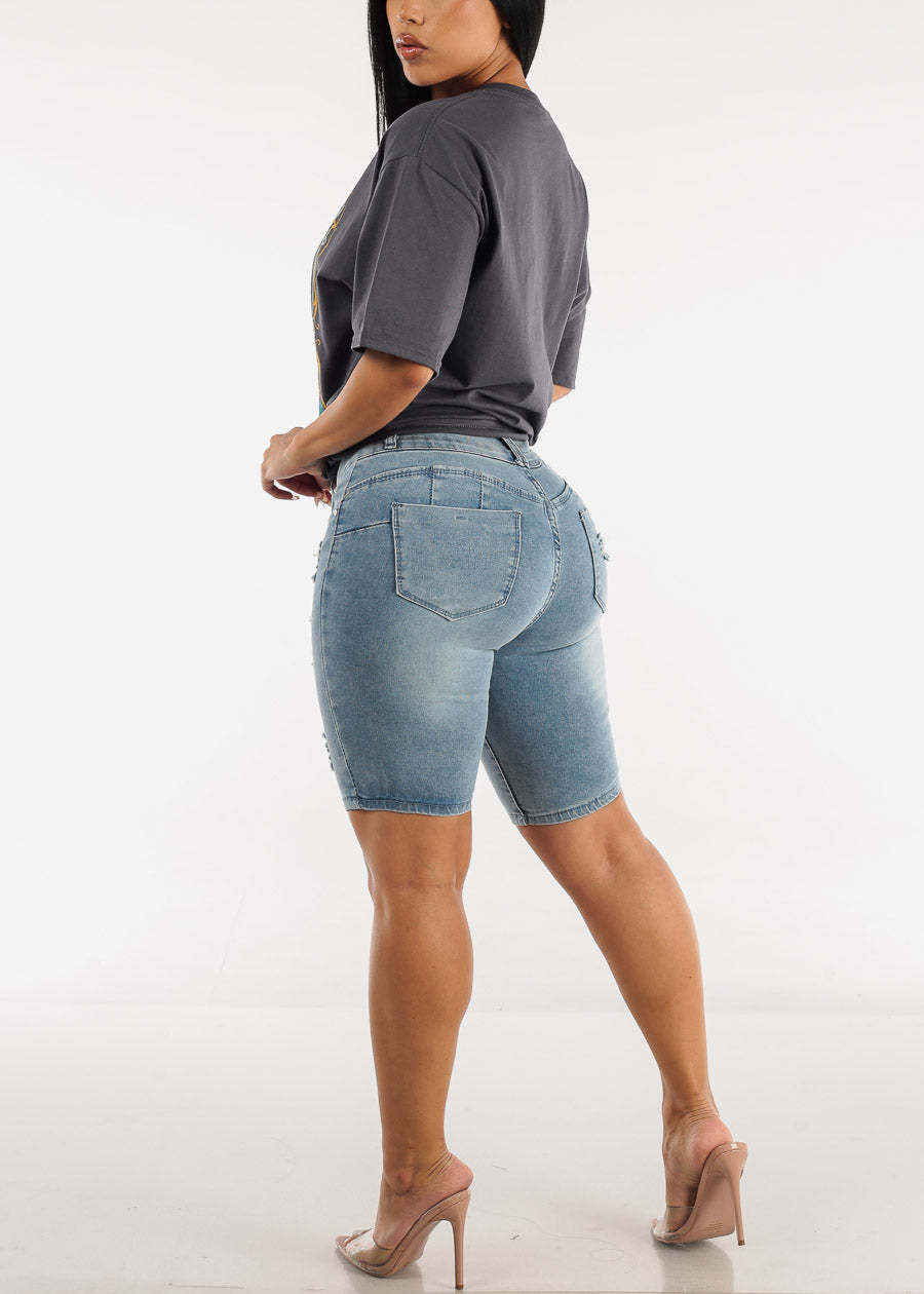 Retro, Classic Style Style S, XXL Size Women's Daily Retro Classic Style Solid Color Knee Length Jeans