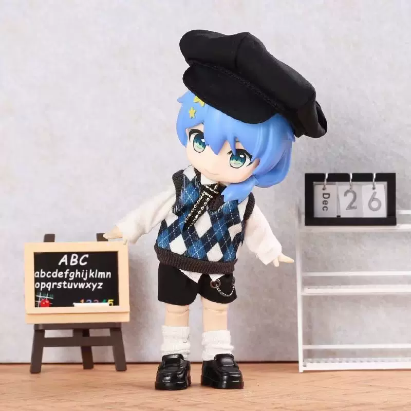 ob11娃衣 菱形格英伦风马甲套装学院风 12分bjd衣服gsc molly P9