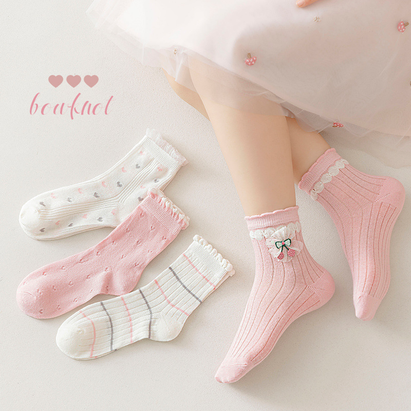女童木耳边透气儿童袜子