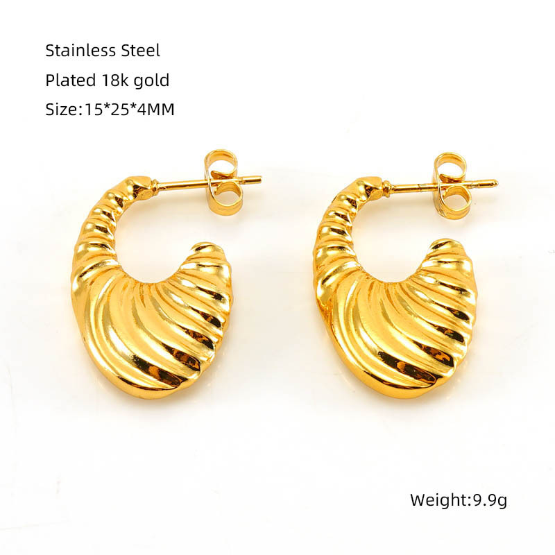 Pendientes de moda europeos y americanos transfronterizos de alto grado de acero inoxidable de oro 18K elegantes pendientes de acero de titanio para mujeres en forma de U