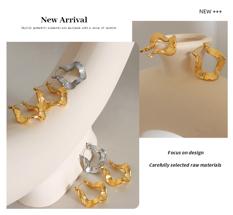 Fashion Waves Titanium Steel Earrings Irregular Plating Stainless Steel Earrings