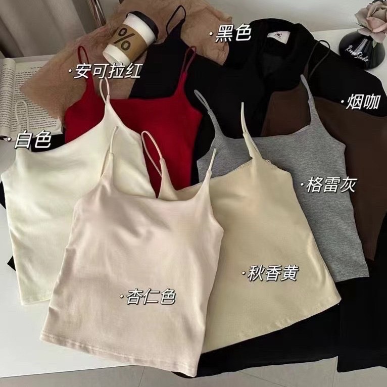 Otoño e invierno con almohadilla para el pecho molida y chaleco térmico 2024 nueva chaqueta de tirantes de Copa integrada con ropa interior térmica de fondo