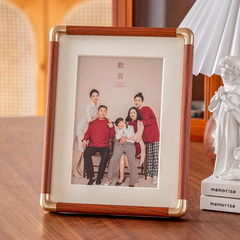 Photo Frame Display Imitation Copper Corner High-End Desktop Ornament Calligraphy Frame 78A 4inch Vintage Chinese Style Photo Frame with Cardboard