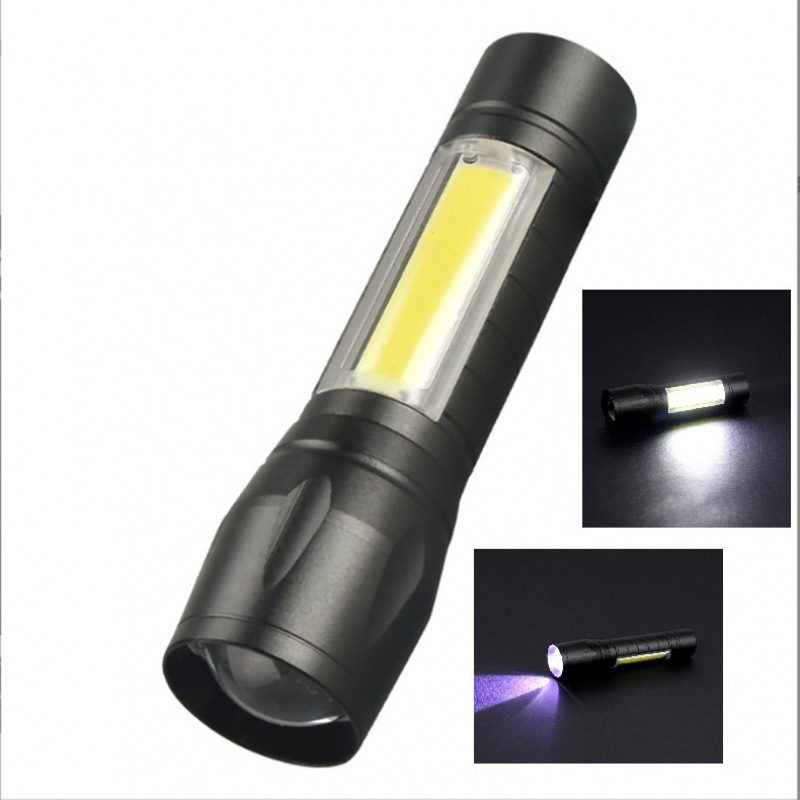 Linterna LED Mini Recargable para Exteriores, Portátil, Telescópica, Enfoque Ajustable, Luz Lateral COB, Cuerpo de Aleación de Aluminio 511, Regalo