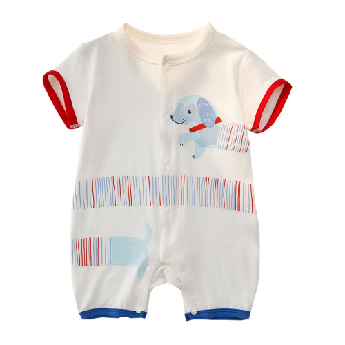 Infant Short Sleeve Bodysuit Crawling Suit Summer Thin Baby Summer Pajamas Newborn Baby Modal Onesie