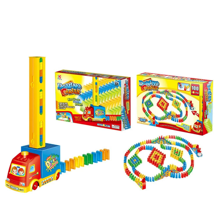 Трансграничный интернет-знаменитости электрические домино небольшой поезд автоматическое размещение бренда детский звук и свет развивающий игрушечный автомобиль