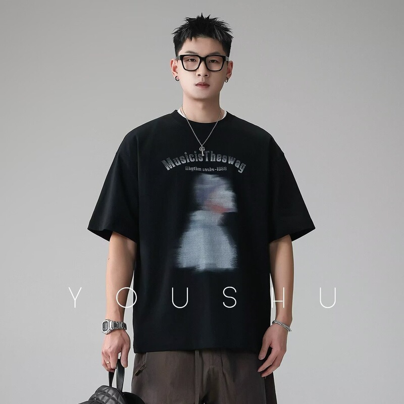 Trendy Brand Letter Print Short-Sleeved T-Shirt for Men 2026 Summer Loose Round Neck Top Casual Versatile Half-Sleeved T-Shirt Trendy Brand Letter Print Short-Sleeved T-Shirt for Men 2026 Summer Loose Round Neck Top Casual Versatile Half-Sleeved T-Shirt