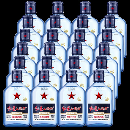 北京红星二锅头53度56度43度绵柔纯粮小扁瓶清香型白酒24瓶装