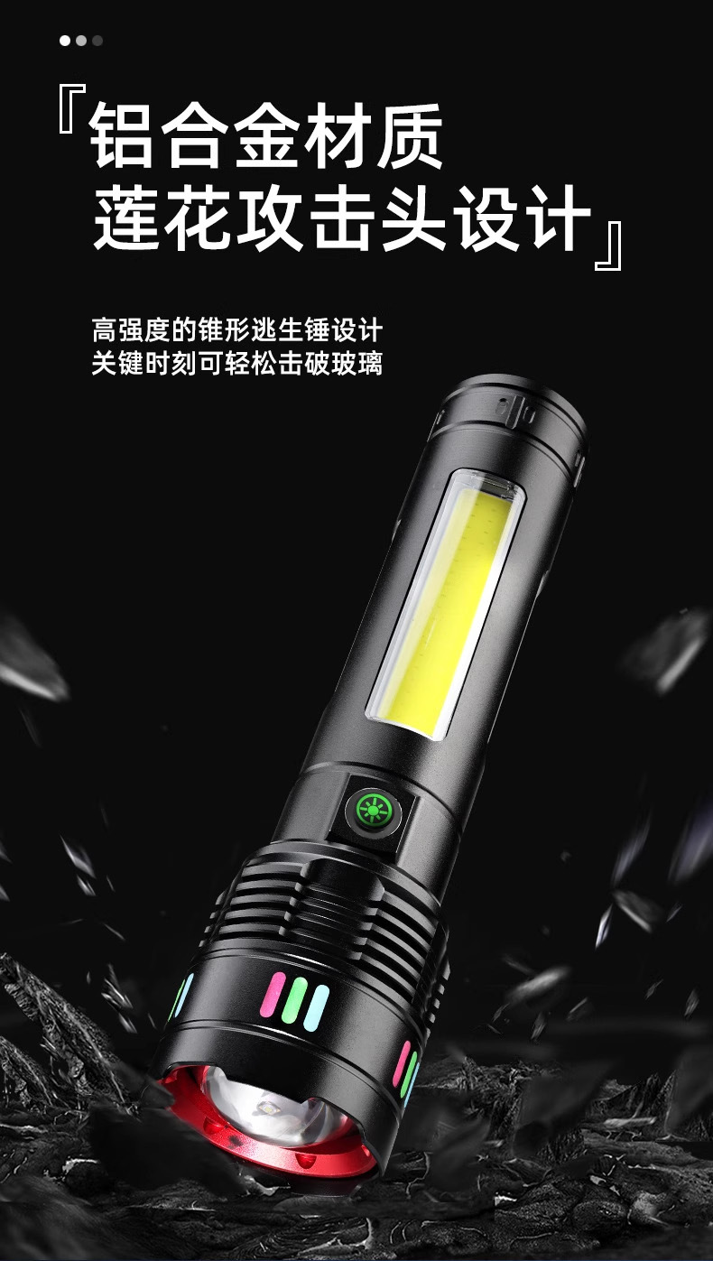 Cross-Border Electric Display Strong Light Flashlight White Laser Flashlight Outdoor Emergency Long Battery Life Light-Transmitting Zoom Long Shot