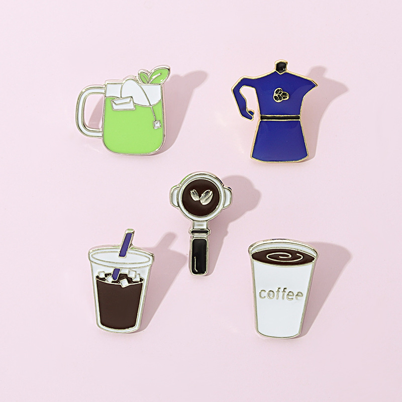 Amazon Style Cartoon Coffee Cup Shape Series Collection Exquisite Small Gift Decorations Metal Badges
