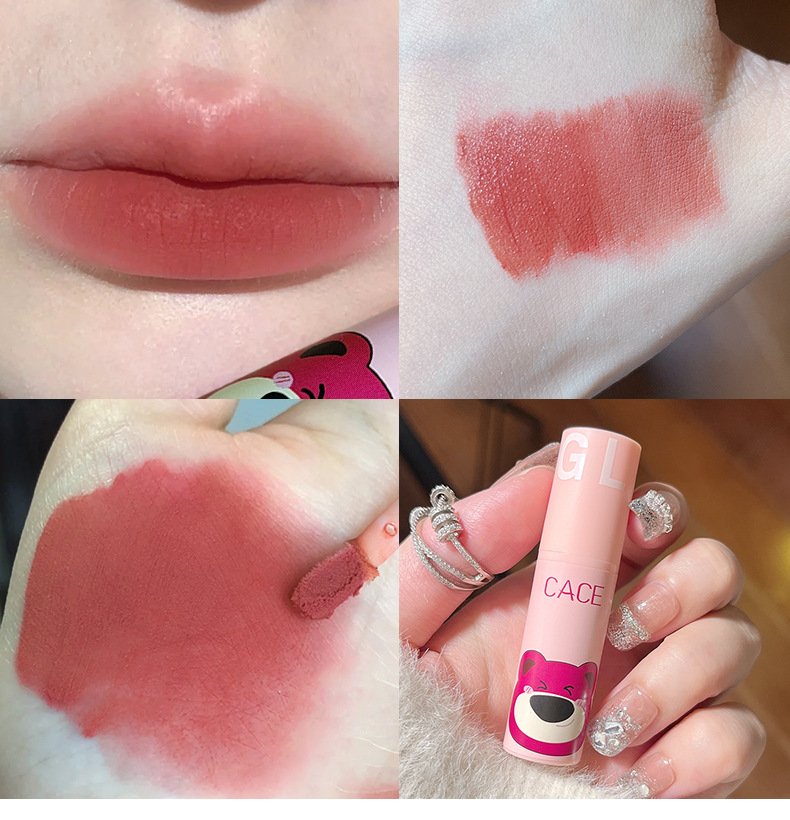 CACE Berry Bear Matte Lip Gloss 6-color versatile color matching Velvet smooth and light, no burden. One-piece consignment of lipstick undefined