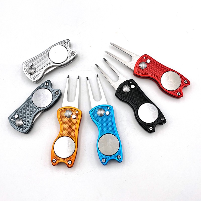 Forchetta da golf a molla in acciaio inossidabile con griglia di ananas, strumento di riparazione del campo da golf disponibile in magazzino_voghion.com