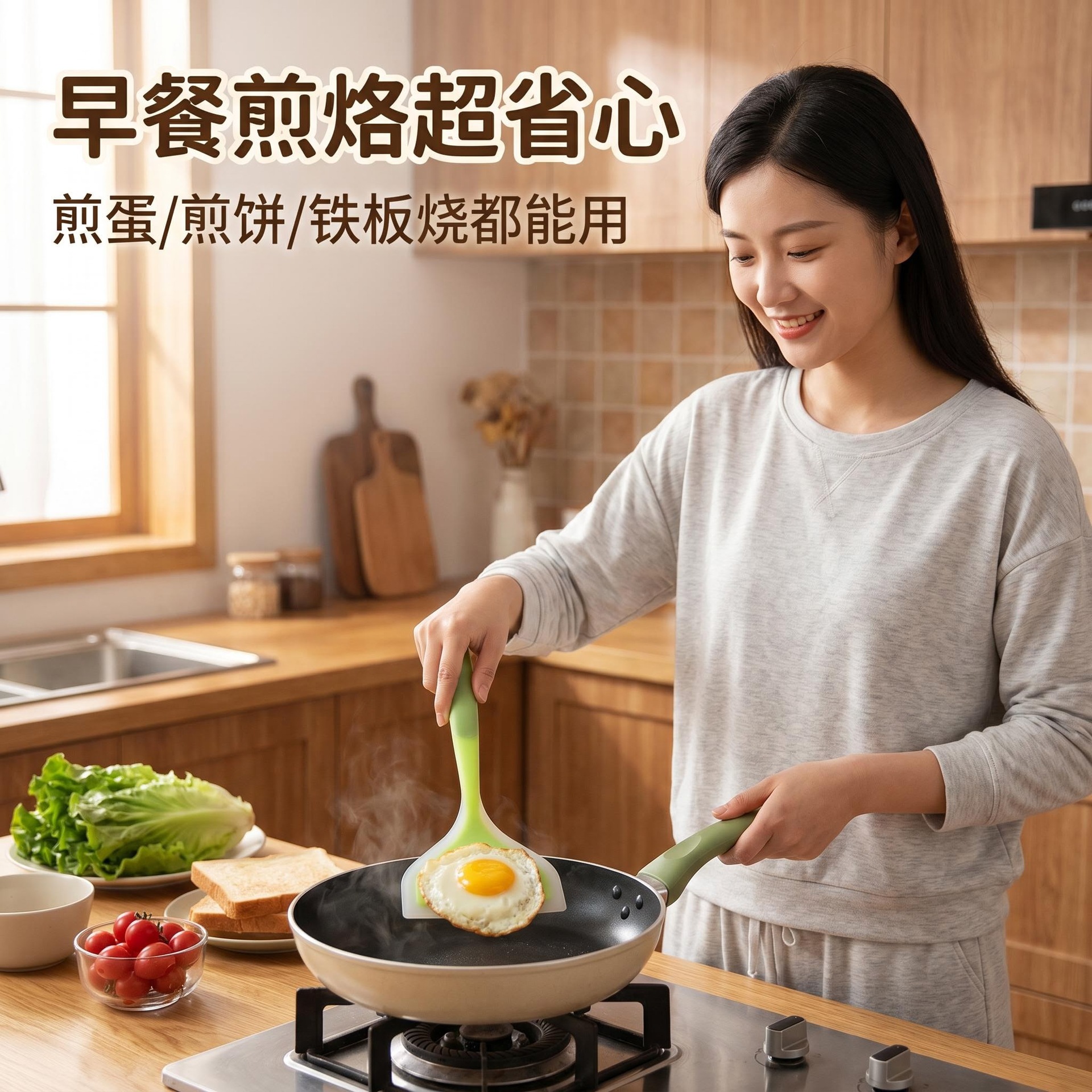 食品级硅胶玉子烧锅铲 煎饼烙饼铲子煎蛋铲 家用不粘锅半透明煎铲