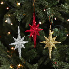 粘粉爆発星ペンダント異形八角星星クリスマスツリー掛け飾りドア掛け飾りクリスマス装飾品