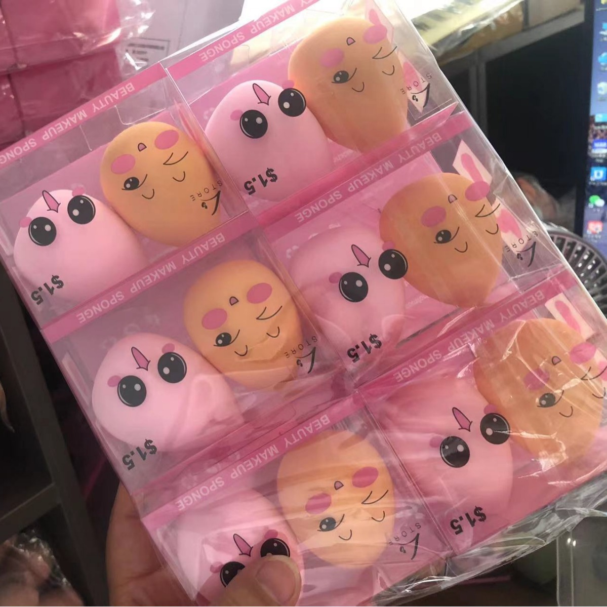 Huevos de belleza Airpuff Pvc caja húmeda y húmeda calabaza gota de maquillaje biselado huevo transparente